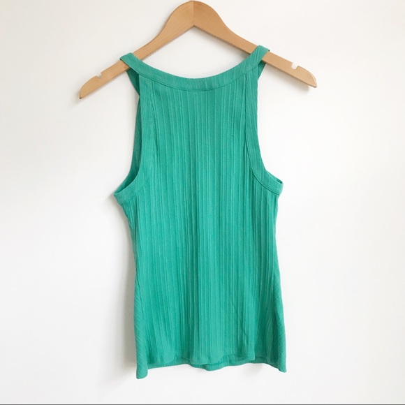 ONE SEPTEMBER Green Ribbed Strappy Tank Sz M - Picture 3 of 5